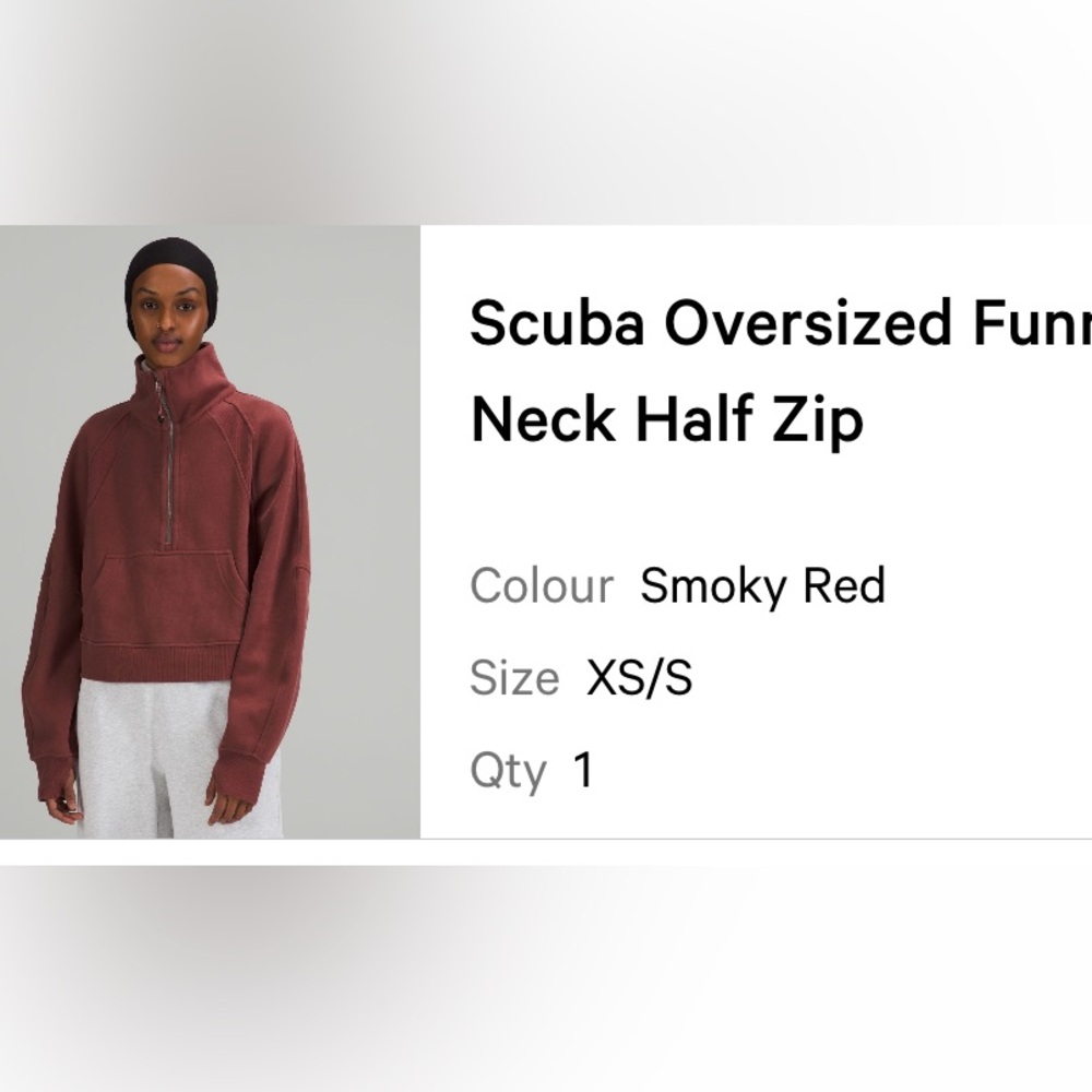 lululemon athletica Smoky Red Scuba Oversized Funnel Neck Half Zip